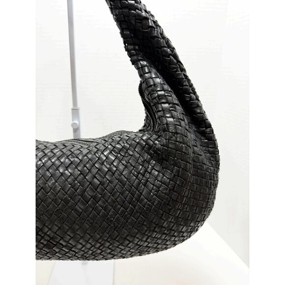 Unbranded TJmaxx Genuine Leather Woven Shoulder Bag Knotted Black - Picture 7 of 14